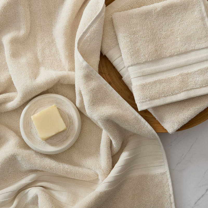 Martha Stewart Skyland Manor Solid Cotton 6 Piece Towel Set, Beige