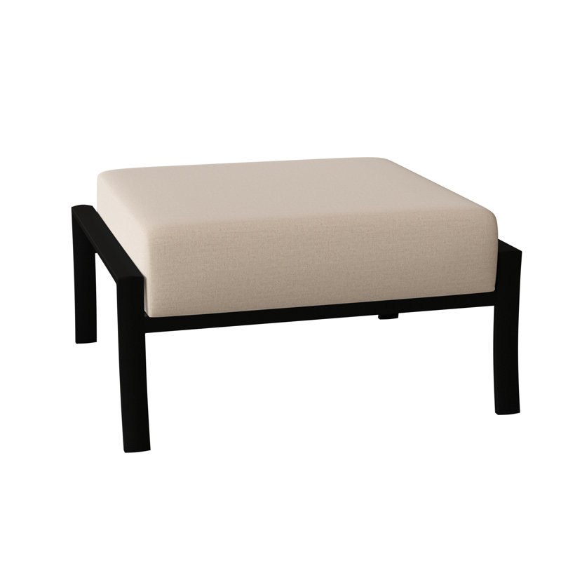 Fremont Outdoor Ottoman, Textured Black, Canvas Bird's Eye Sunbrella® Canvas