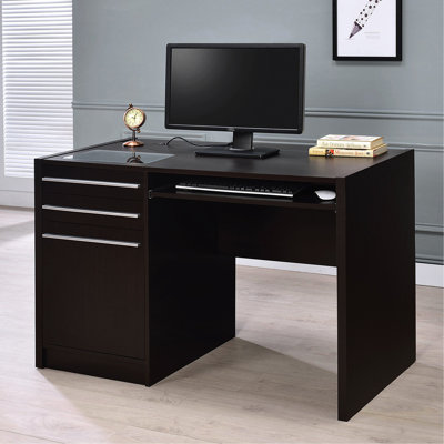 Cappuccino Office Desk By Connect-it With Charging Function: Lift-top Storage, Cord Management Compartment, Keyboard Tray, 2 Drawers, Adjustable Shelf In Finish: Charging, Management, 1 Door Cabinet