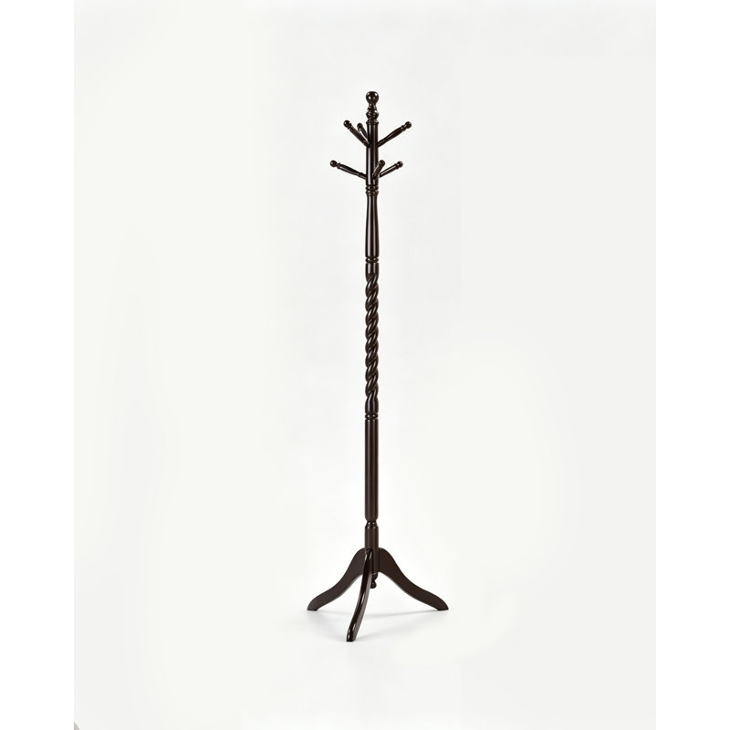 71.5" Free Standing Twist Wooden Coat Rack, Espresso