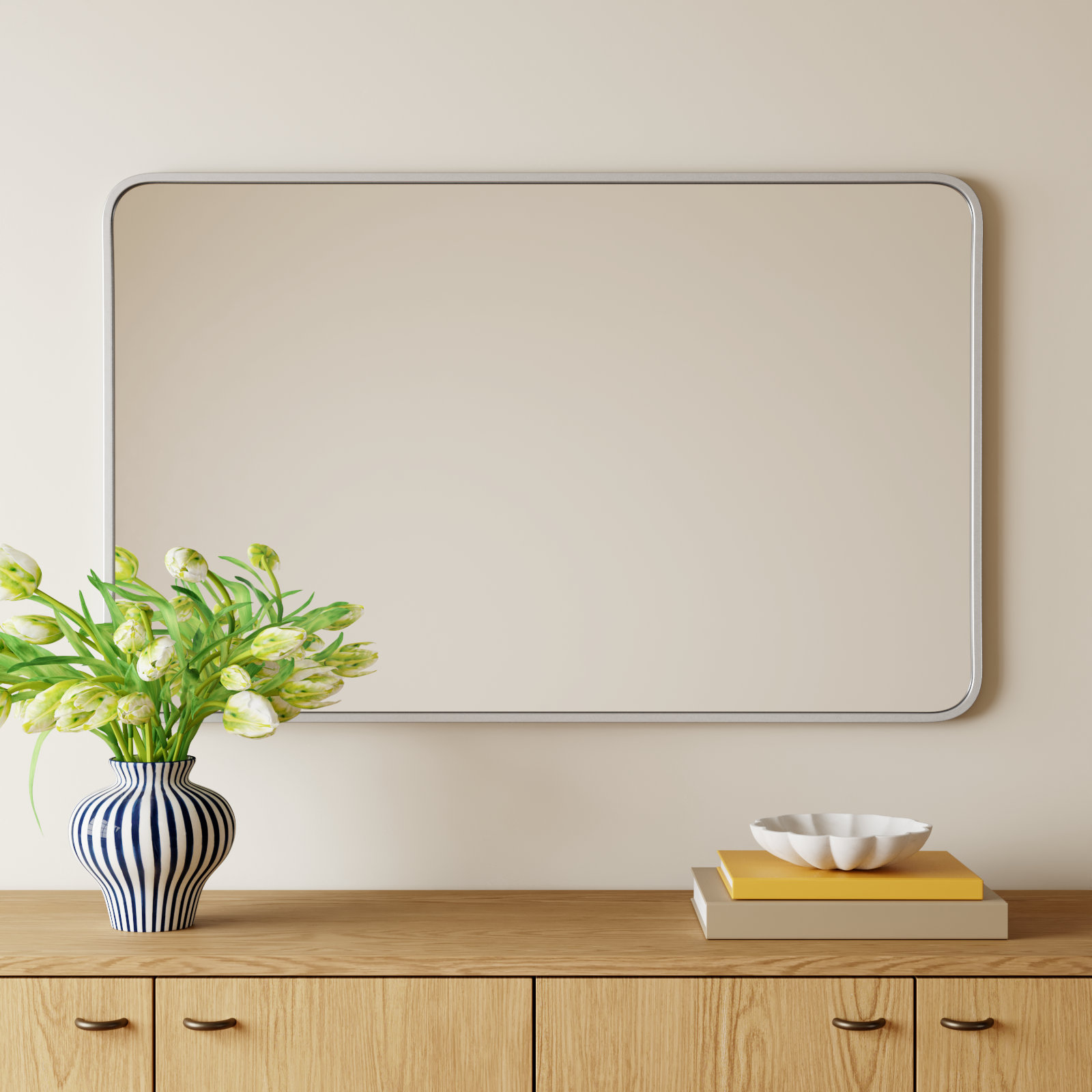 Sabine Accent Mirror, 48'' H x 30'' W, Silver