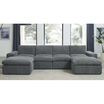 Amatruda 134" Wide Symmetrical Modular Corner Sectional by Wade Logan