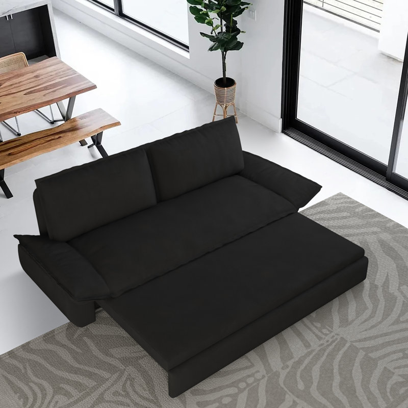 70.1" Queen Pull Out Sofa Bed, Black