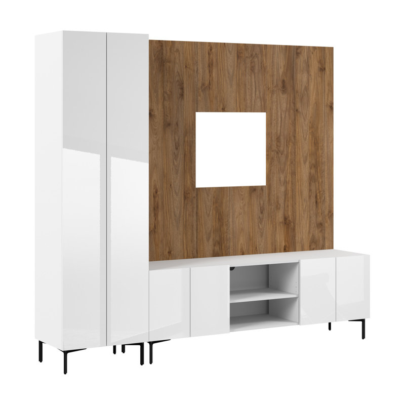 Meuble audio-vidéo 94W avec meuble télé 94W, armoire de rangement haute et petit panneau mural
