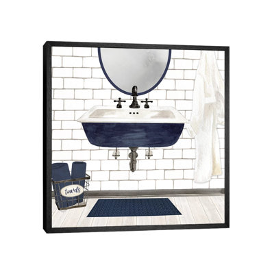Farmhouse Bath II Navy-Sink by Tara Reed - Painting on Canvas
