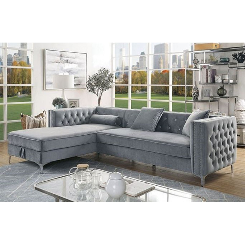 Canapé modulaire gris avec rangement gauche Aulla - 107 po