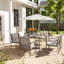 Ensemble de salle à manger d'extérieur 7 pièces pour 6 personnes, table de patio rectangulaire en aluminium avec trou pour parasol-1943431724-1943431722-1943431720