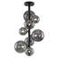 Plafonnier encastré moderne noir avec cadre en métal en grain de bois à transfert d'eau et globes en verre gris fumé dégradé, option 4 ou 8 lumières pour la chambre à coucher, le couloir et la cuisine - Répertorié ETL-402629698