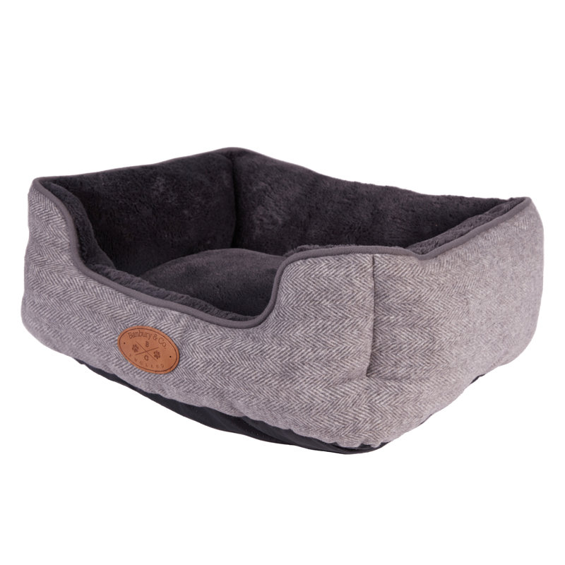 Banbury & Co Herringbone Tweed Pet Bed, 65cm H x 50cm W x 54cm D