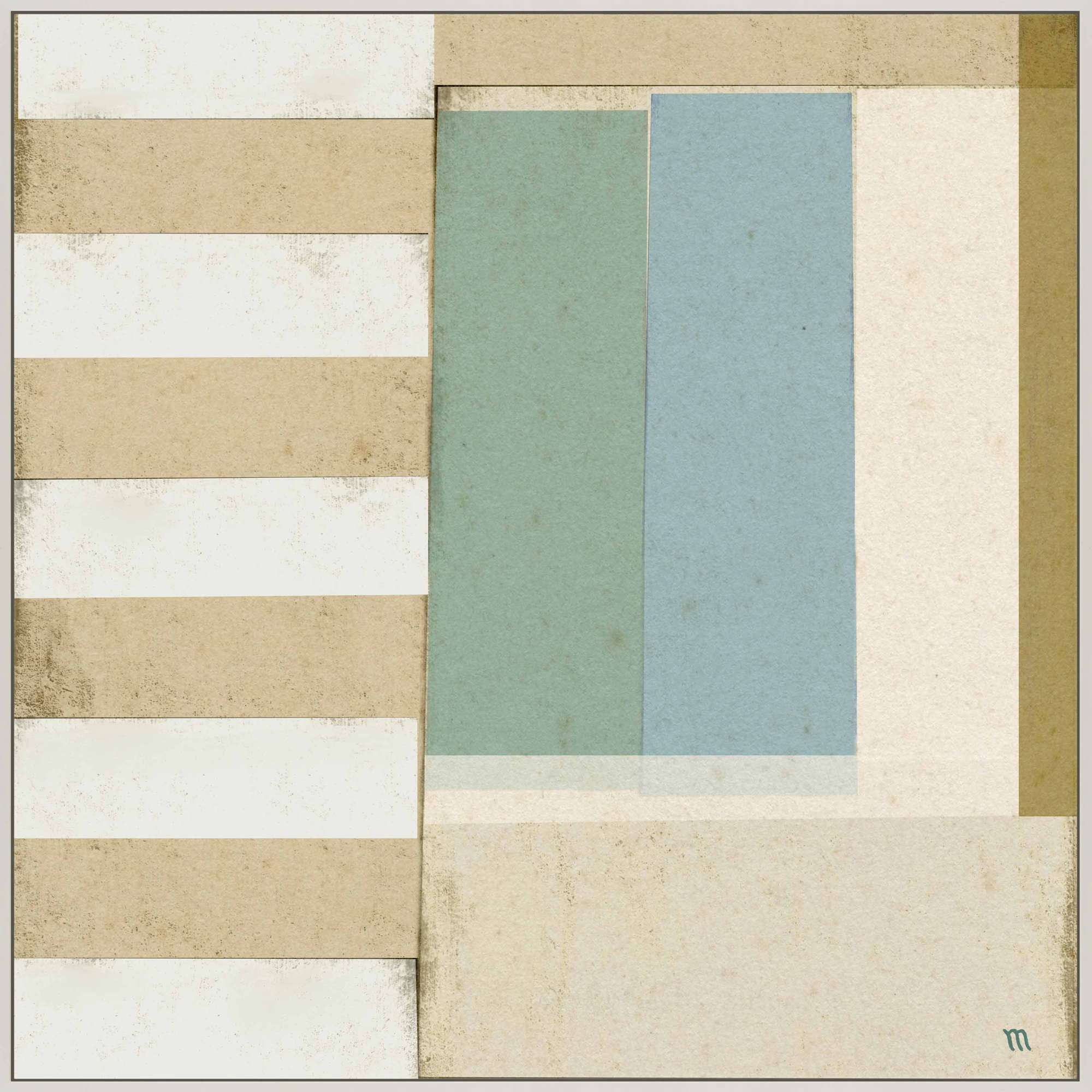 City Scape aqua 2 by Marco Marella for Studio M - Framed Wall Art, 36" H x 36" W, Framed Print Canvas without Mat, White