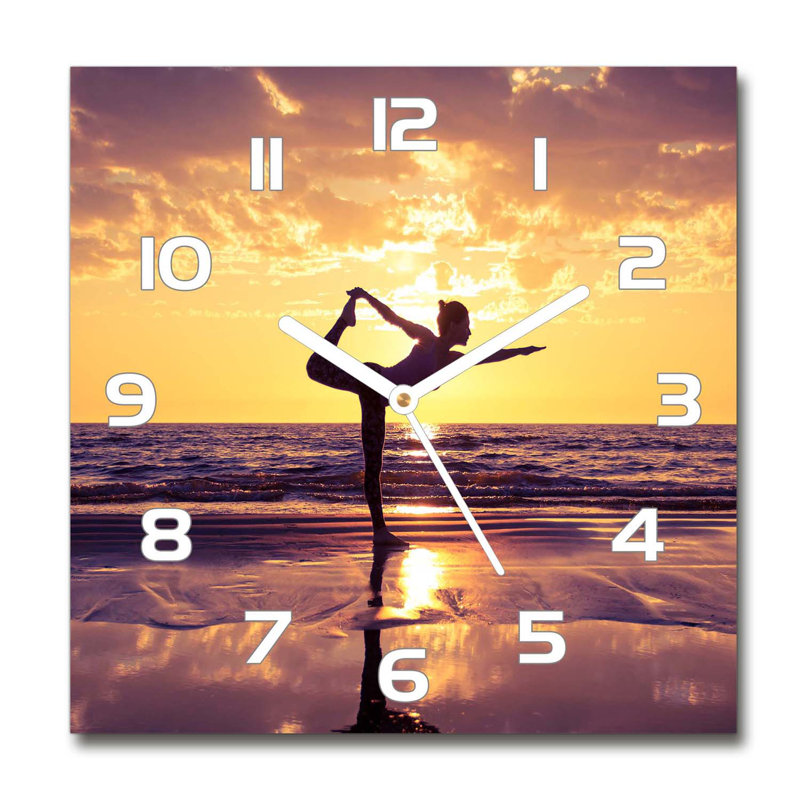 Hareena Glass Wall Clock, White/Orange/Grey