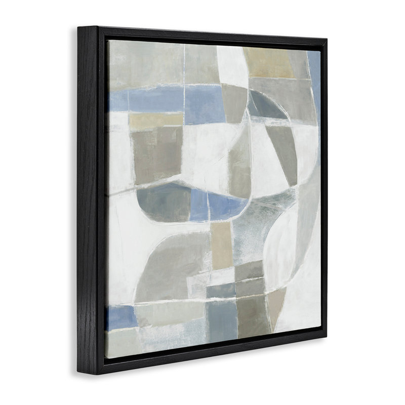 Cadre flottant Subtle Flow Geometrics, design par Hannah Dawson, Cadre flottant noir de jais, H 18 po x l 18 po