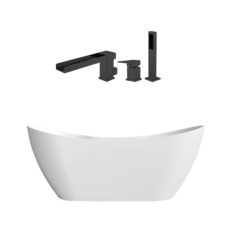 Baignoire de trempage autoportante en acrylique 60 po x 28 po avec robinet