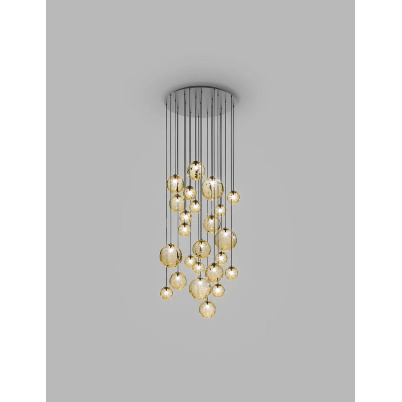 Puppet Suspension R24 Smoky Transparent Glossy Chrome G9 Ul, Amber Transparent, Matte Black