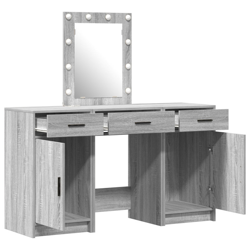 Dressing Table with Mirror, Grey Sonoma