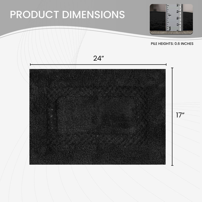 Tapis pour salle de bain Antigona, l 17 po x L 24 po, Noir