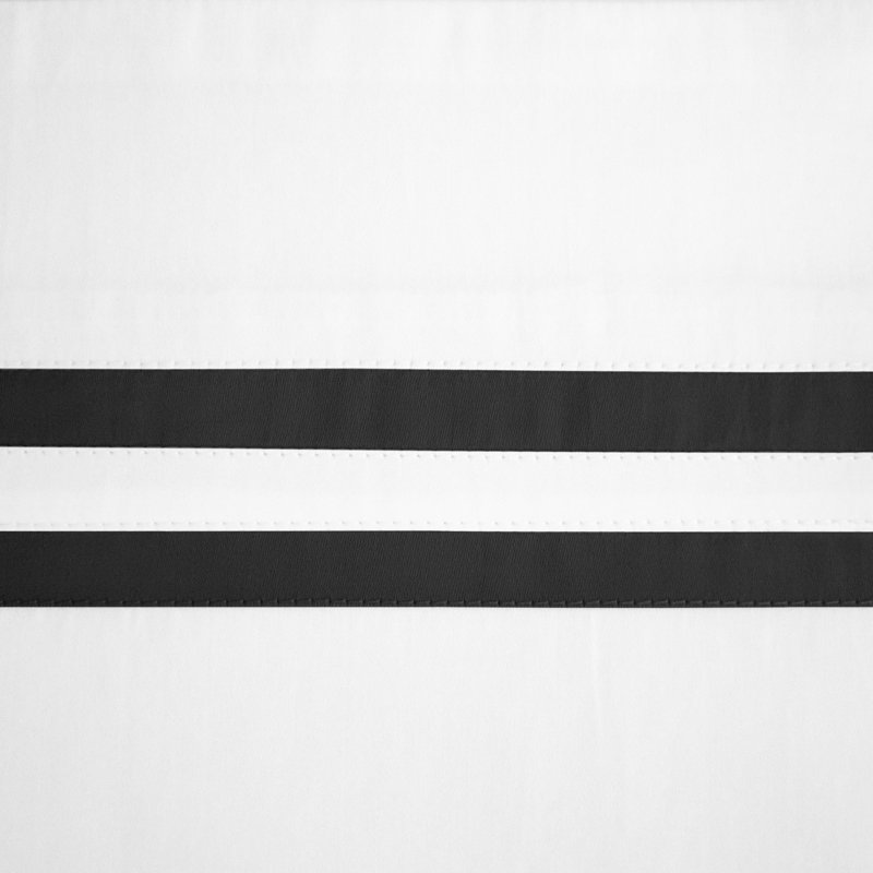 Ribbons Sateen Sheet Set, White/Black, King