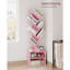 Petite bibliothèque rose sur pied - Bibliothèque étroite moderne avec armoire de rangement pour chambre à coucher, salon, bureau personnel ou espaces de coin