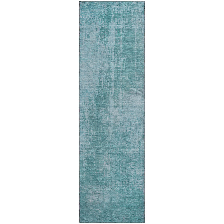 Premium Machine Washable Prisco Aqua Rug