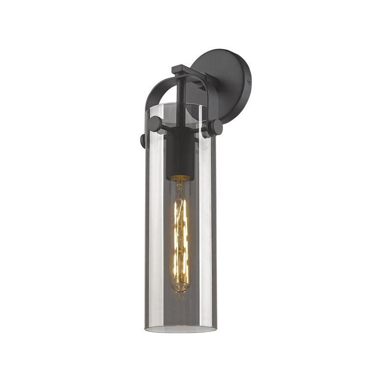 Applique murale 1 lumière 4 po Erie, Plaqué couleur fumée, Noir mat