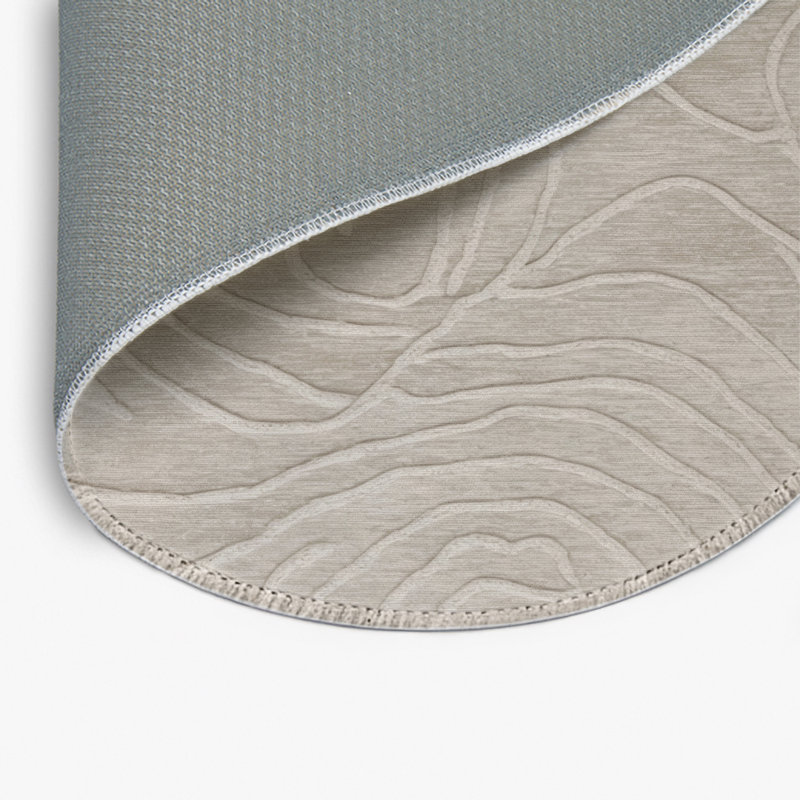 Tapis gris abstrait intérieur et extérieur, Rond 5 pi
