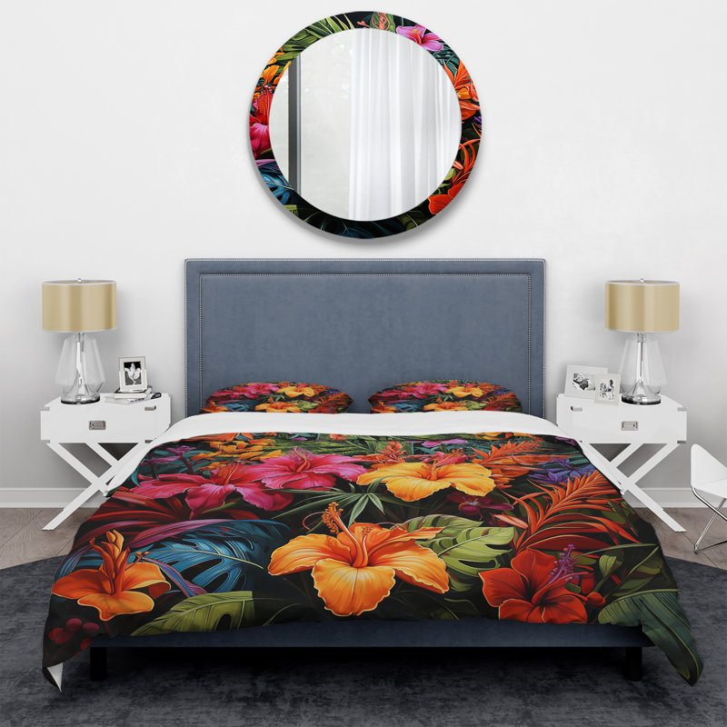 Colorful Jungle Plants Dream - Ensemble de housse de couette Jungle, Housse de couette pour grand lit et 2 taies décor