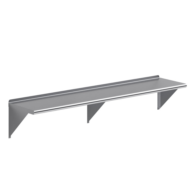 Tablette murale en acier inoxydable, H 15 po x l 72 po x P 16 po