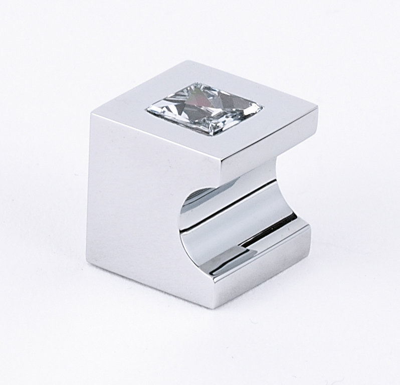 Swarovski Crystal Square Knob, Polished Chrome, 0.75" H x 0.75" W x 0.75" D