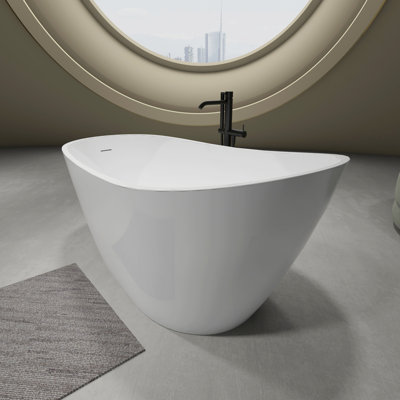 55" x 30" Free Standing Tub Glossy White Acrylic Freestanding Bathtub Soaking Bath Tub A29
