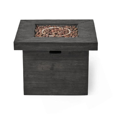 Square Wood-Look Fire Pit for Outdoor Warmth and Ambiance
