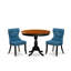 L'ensemble de table de salle à manger 3 pièces contient une table de salle à manger en bois et 2 chaises en tissu de lin bleu Mid-Century moderne avec dossier capitonné - finition noire-559233966-561927458-561927644