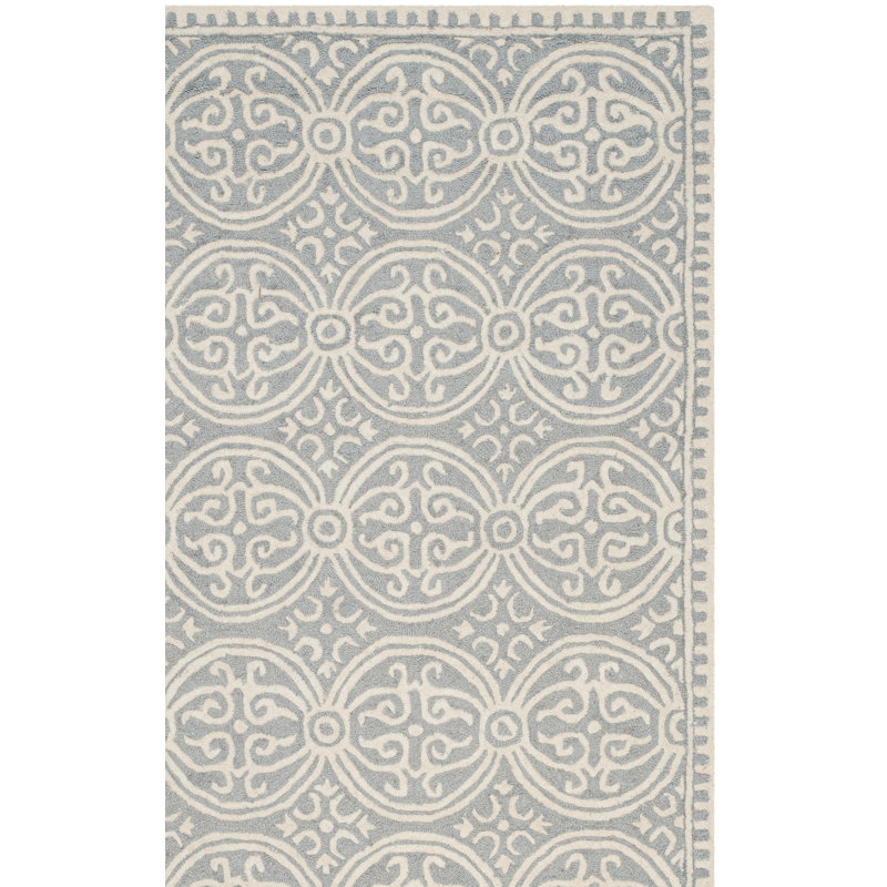 Tapis géométrique en laine touffeté à la main Sadik, Carré 6 pi