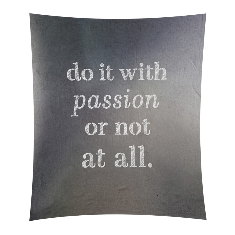 Tapisserie en polyester pour citation de passion, H 80 po x l 68 po, Gris