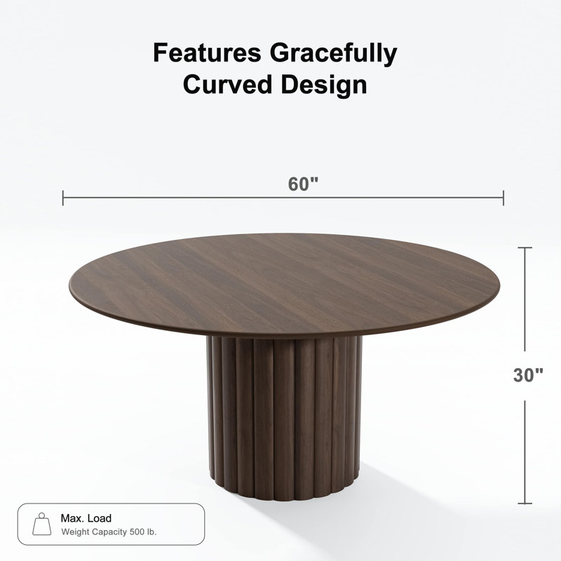 Table de salle à manger en bois massif, Noyer, H 30 po x L 60 po x l 60 po