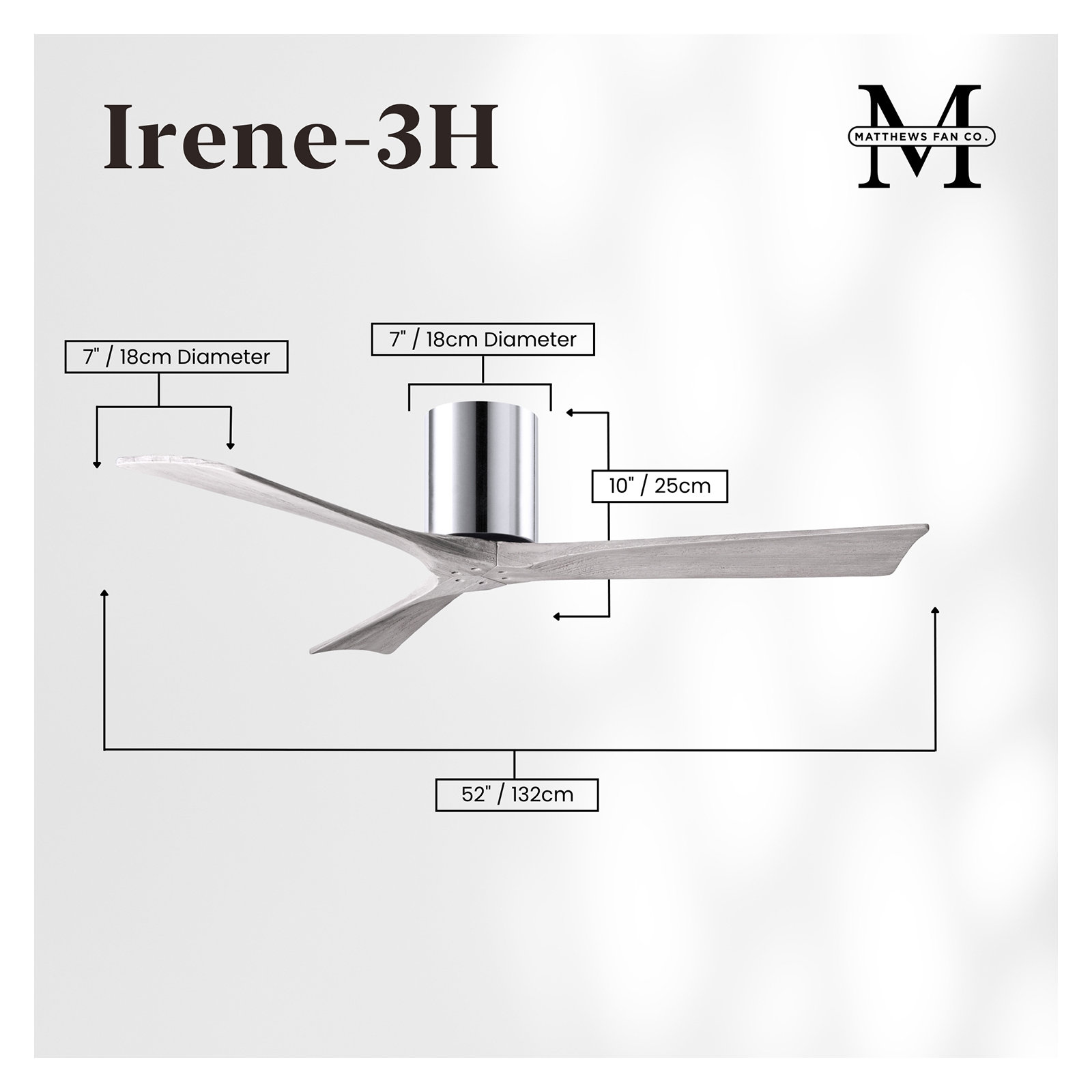 Olivier 3 Blade Ceiling Fan, Polished Chrome, Barn Wood Tone, 52"