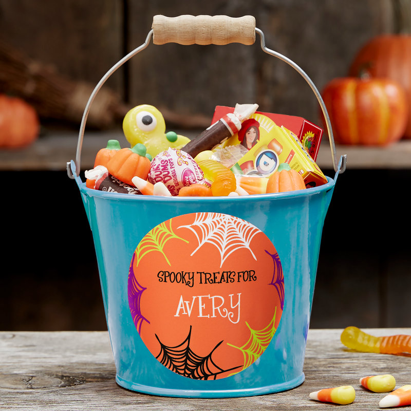 Mini seau personnalisé en métal Sweets and Treats, Turquoise