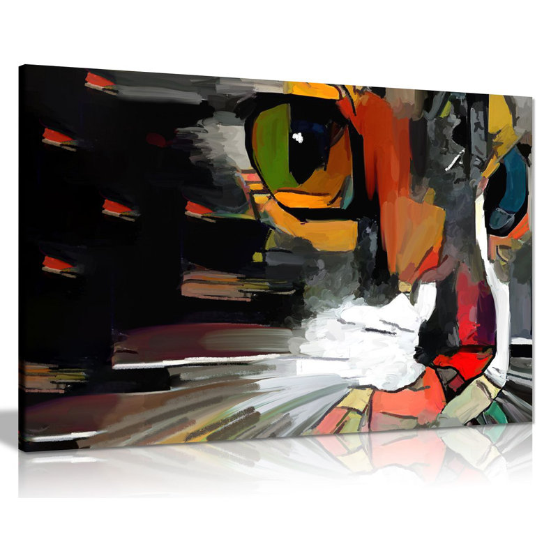 Cute Cat Face - Wrapped Canvas Painting, 76cm H x 51cm W