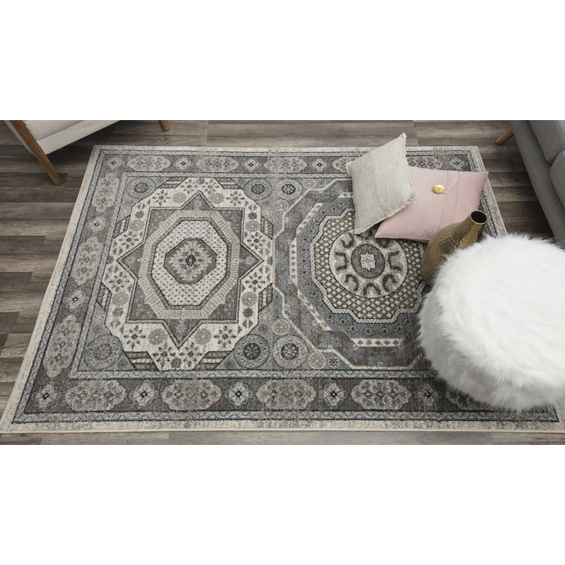Tapis à motif oriental gris et brun Mejia, Rectangulaire 8 pi x 10 pi