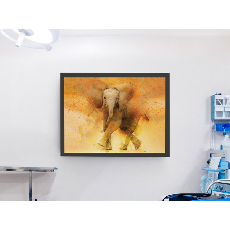 Stompy Elephant - Single Picture Frame Illustration on Wood