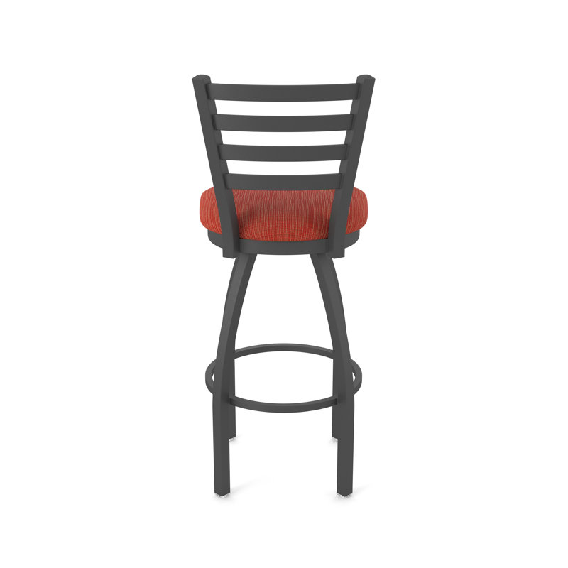 Jackie Swivel Stool, Pewter, Extra Tall (36" Seat Height), Fabric-Graph Poppy