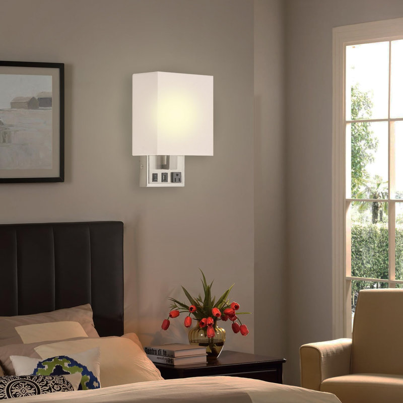 Brushed Nickel 1-Pack Wall Sconce with White Acrylic Shade