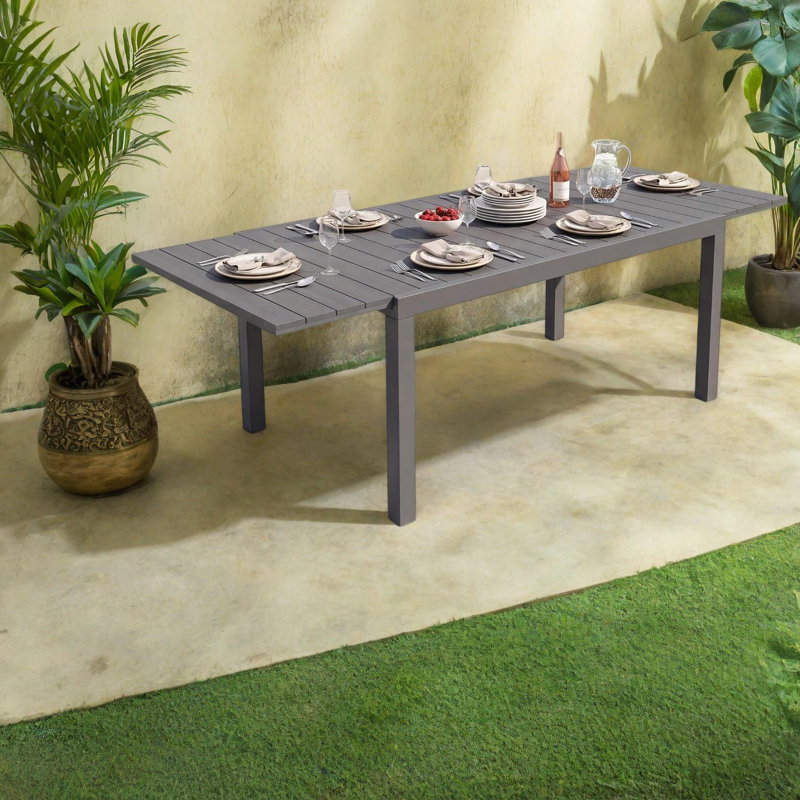 Tables de patio extensibles Modern, table de salle à manger en métal gris de 60 à 88 pouces