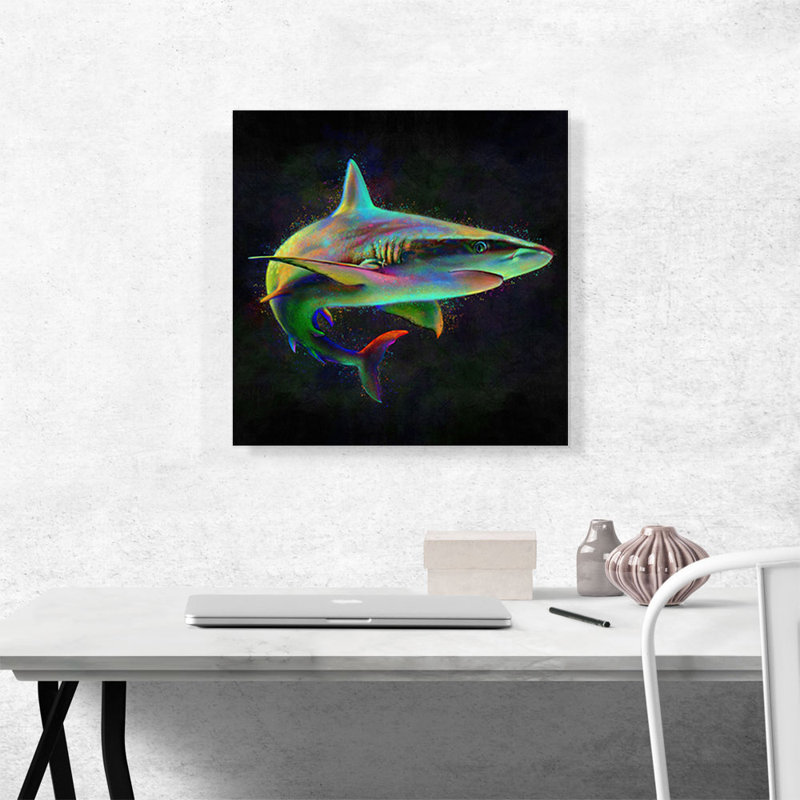 " Shark Fish Shortfin Mako Tiger Ocean Sea ", 18" H x 18" W x 0.75" D