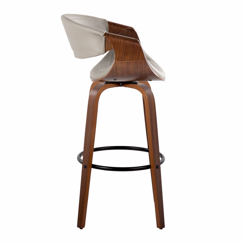 Arabelle Swivel Counter & Bar Stool, Bar Stool (30" Seat Height), Walnut/Black, Gray