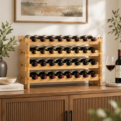 36 - Bottle Bamboo Wine Bottle Rack in Beige
