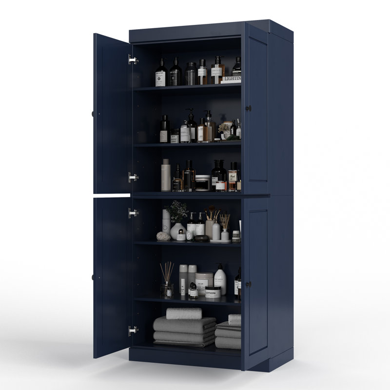 100% Solid Wood Tall Bathroom Linen Cabinet with Doors, Adjustable Shelves, Modular Bathroom & Laundry Storage Cabinet, 32" W x 71.5" H
