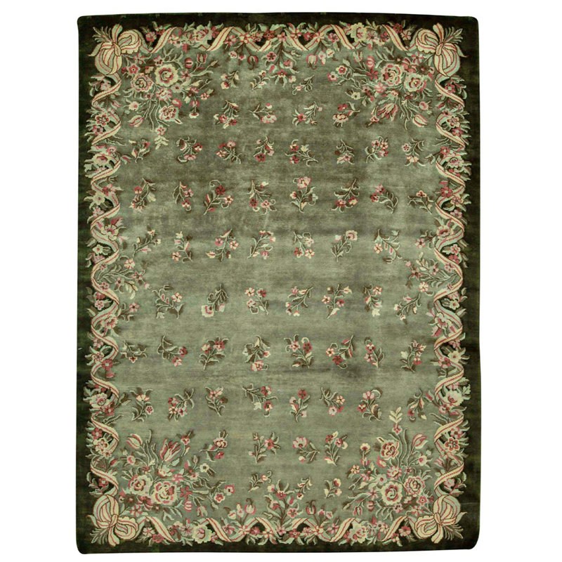 Aubusson Wool Floral Area Rug