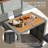 5-Pieces Outdoor Wicker Patio Dinning Set, Bar Height Chairs,  Acacia Wood Table Top, Iron Frame,With Removable Cushion,Non-Slip Feet And Fixed Rope, Easy To Install