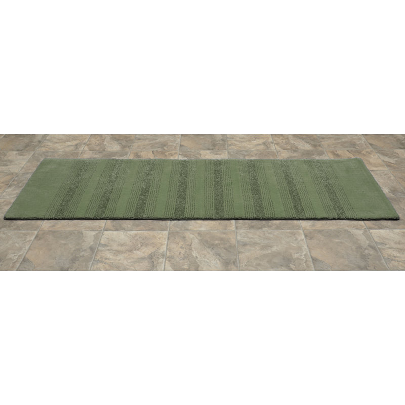 Nylon Bathroom Mat with Non-Slip Appliance Niala, Tapis de couloir 1 pi 10 po x 5 pi, Fougère intense