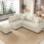 Canapé-lit modulaire en L escamotable, beige, avec lit de rangement moderne avec 2 ports et prises de courant pour un espace